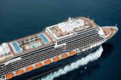 Cruise ship sailing on the open sea.